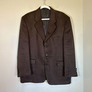Gianfranco Ruffini Three Button Solid‎ Brown Suede Blazer Jacket 43R